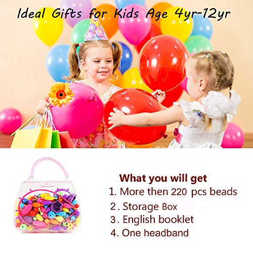 Edycur Pop Beads DIY Jewelry Making Kit, Art Crafts Toys for 3, 4, 5, 6, 7,8 Year Old Kids Girls,Hair Clasp,Necklace, Bracelet and Ring,Best Toys Gift for Kids