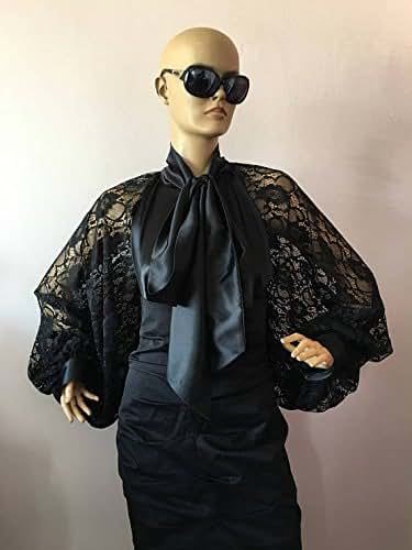 Amazon.com: Formal Womens satin lace blouse/Black cocktail