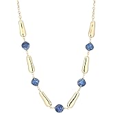 Long Gold Beaded Necklaces for Women Long Chain Necklace with Chunky Resin/Pearl Beads Gold Costume Jewelry Gifts