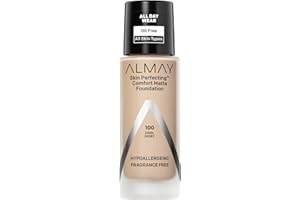 Almay Skin Perfecting Comfort Matte Foundation, Hypoallergenic, Cruelty Free, -Fragrance Free, Dermatologist Tested Liquid Makeup, Cool Ivory, 1 Fluid Ounce