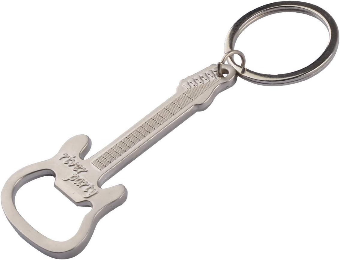 ECYC Guitar Keychain Bottle Opener Stainless Steel Hangings Ring