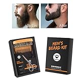 MayBeau Beard Kit for Men 8 in 1 Beard Grouth Grooming & Trimming with Unscented Leave-in Conditioner Oil,Beard shaping, Beard Balm Butter Wax, Brush and Comb Ultimate Trimmer Set for Men