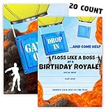 POP parties Battle Gaming Party Invitations - 20 Invitations + 20 Envelopes - Double Sided - Video Game Invitations - Game Truck Party Supplies