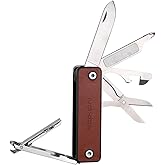 ROXON M4 10 in 1 Portable Nail Clipper Multi Tool with Leather,Utility Tool with Safety Lockable Small Knife,Scissors,File,Bo