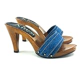 Kiara Shoes Clogs for Women with Heel 9 and Upper in Jeans - K6101 Denim