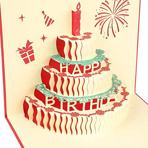 Guumuxin誕生日カード バースデーカード 誕生日ケーキ ポップアップカード 立体グリーティングカード 手作り 手工芸品 高品質紙 プレゼント お祝い 感謝状 ペーパークラフト 封筒付き 表面に文字無し レッド B07z8vd8qm 500円 大人気 New Arrival 最安値挑戦 年中