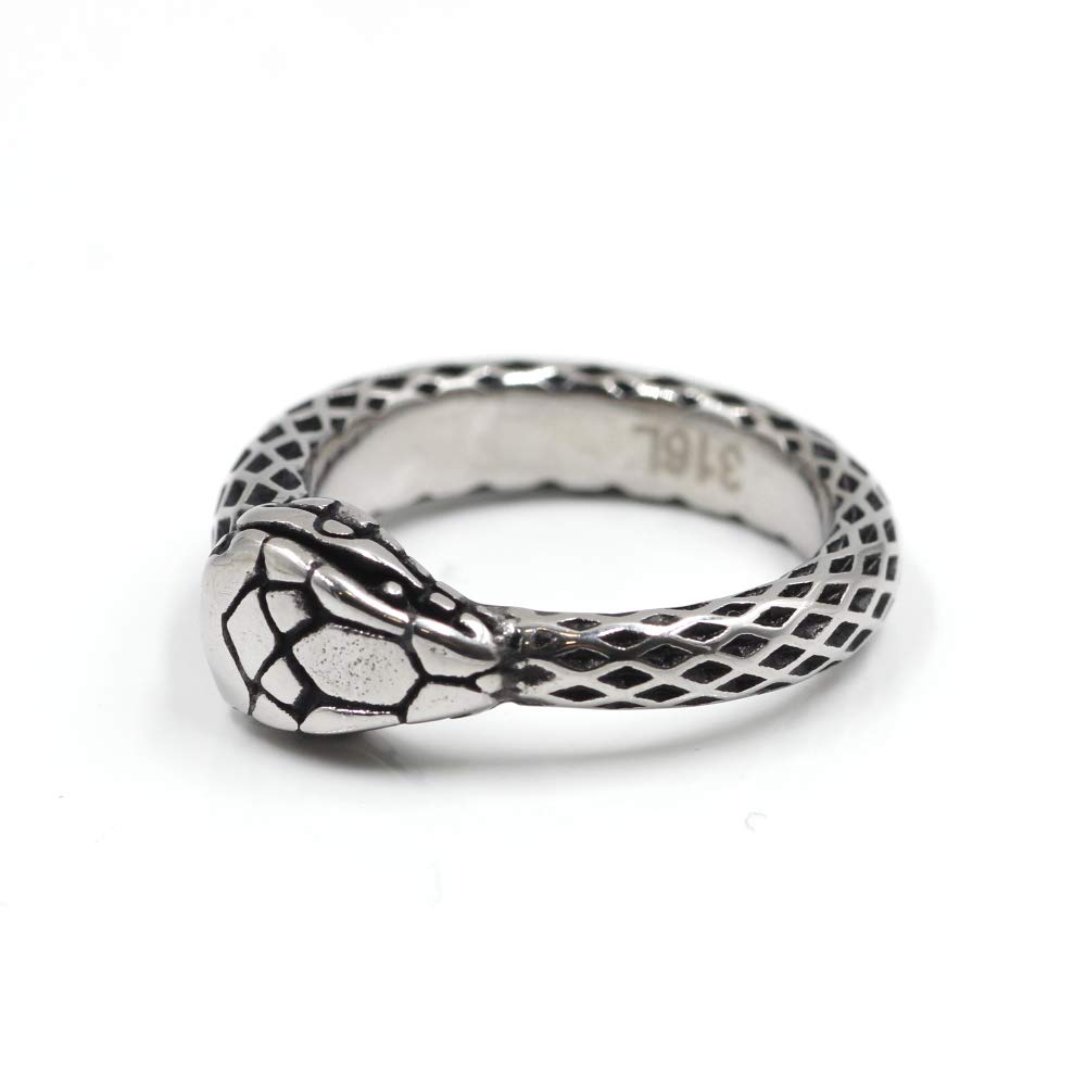 AWAKEN WARRIOR Man's Woman's Ring Ouroboros Shape Infinity Snake Vintage Style Symbol of Rebirth in 316L Surgical Steel Jewelry(11)