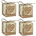 123Arts 100 pcs Candy Boxes Love Rustic Kraft Bonbonniere With Burlap Jute Shabby Chic Vintage Twine Wedding Favor Imitation Bark