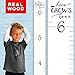Growth Chart Art | Wooden Growth Chart Ruler Kids Height Chart for Boys + Girls | Measuring Kids Height Wall Décor | White with Navy Numerals and Saying “Love Grows Here”
