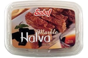 Sadaf Chocolate Marble Halva - Turkish Halvah Marble Dessert - Middle Eastern Sweet Marble Halwa Bar - Kosher and Vegetarian -16 oz