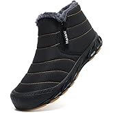 Hanani Mens Snow Boots Waterproof Winter Boots for Men Fur Lined Warm Ankle Boots Zipper Closure Slip on Outdoor Boot Comfortable Walking Shoes