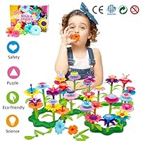 Binteng Flower Building Toys Set for Girl 98 Pcs Creative Preschool Educational Toys Garden Bouquet Blocks Playset Kids Christmas Birthday Gifts for 3 4 5 6 7 Year Old