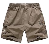 Generic Men's Casual Cotton Twill Cargo Shorts Elastic Waistband