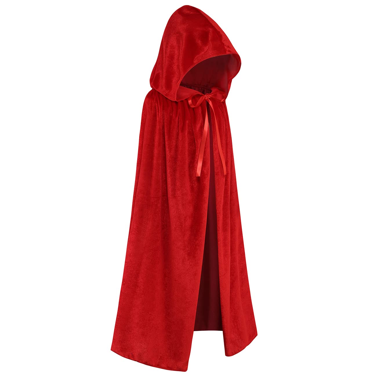 Regenboog Kids Velvet Cape with Hood,Red Cloak for Kids,Short Velvet Cape Women,Halloween Costume Cape,Masquerade,Witch,Wizard,Renaissance,Size L,39inch