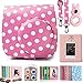 CAIUL 7 in 1 Instax Mini 8 8+ 9 Instant Film Camera Accessories Bundles (Dot Pink Instax Mini 8 Case/Mini Album/Close-Up Selfie Lens/Color Filters/Wall Hang Frames/Film Frame/Film Stickers)