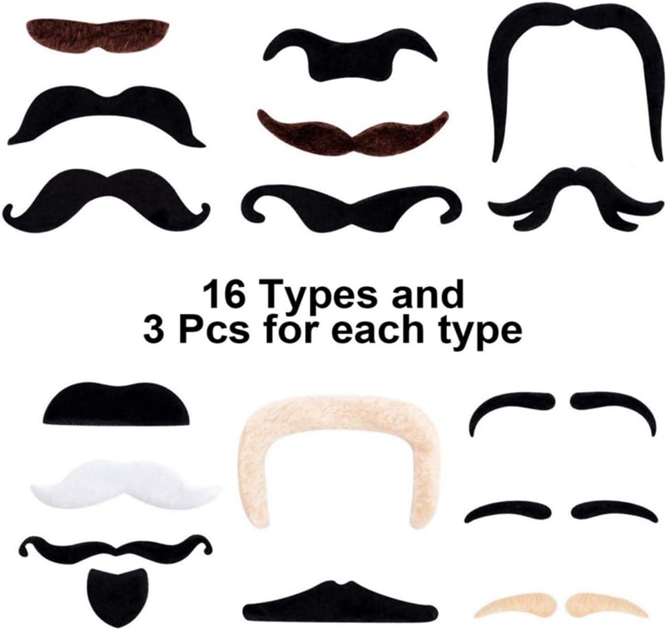 nuluxi Novelty Self Adhesive Fake Moustache Self Adhesive Beard Set Self Adhesive Fake Beards Decorations Supplies for Fiesta Party Masquerade Party Photo Props and Performance (16 - Image 3