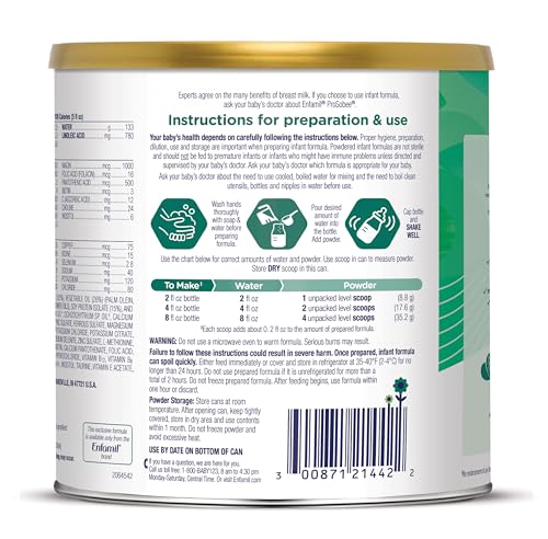 ENFAMIL PROSOBEE PLANT BASED BABY FORMULA, FOR SENSITIVE TUMMIES, SOY-BASED PLANT SOURCED PROTEIN, VITAMINS FOR IMMUNE SUPPORT, LACTOSE-FREE, MILK FREE, GLUTEN FREE, 20.9 OZ CAN