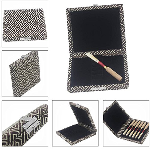 JYFY Oboe Reeds Case Silk Satins Wood Oboe Reed Box Reed Case for 6pcs Oboe Reeds (Coffee) - Thumbnail 2
