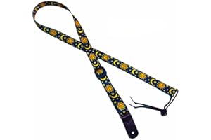 Legacystraps 1” Strap for A & F type Mandolin, Ukuleles and Guitars in Celestial Sun Design with 1 end tab Navy Blue