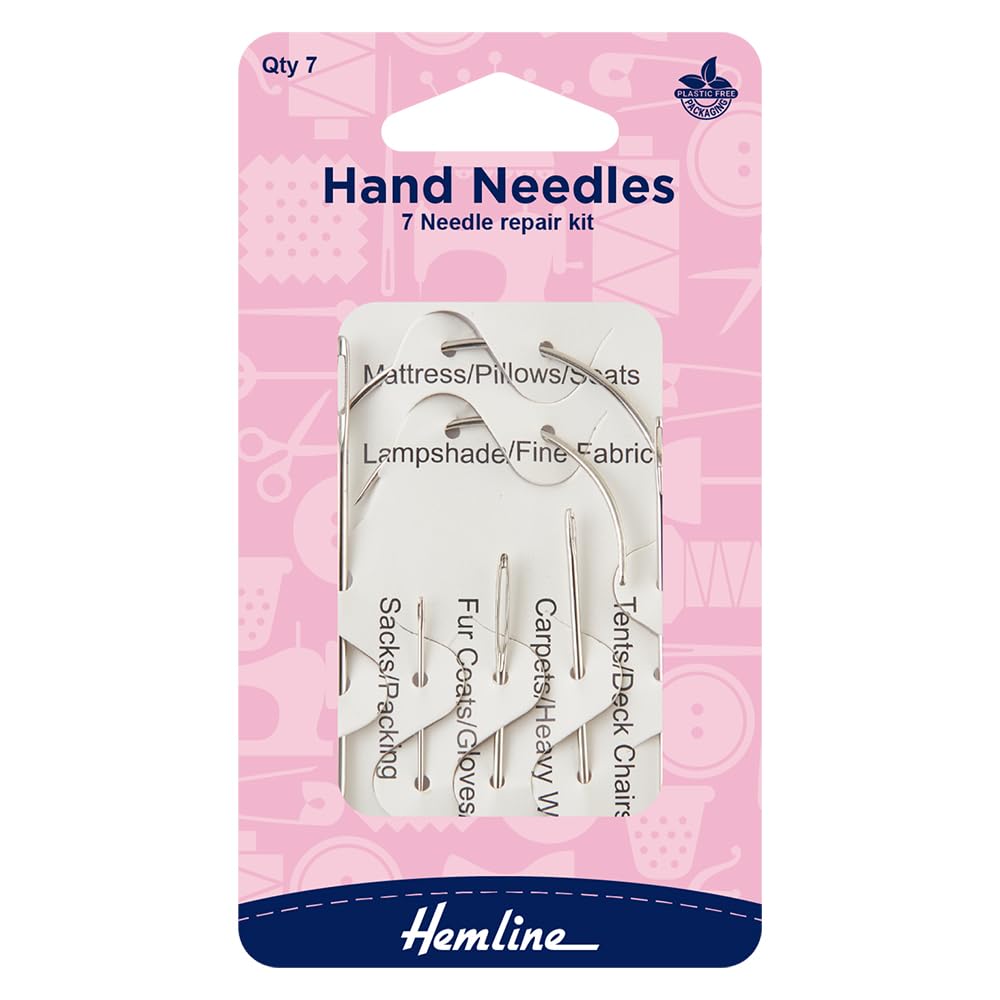 Hemline H215.7 7x Repair Hand Sewing Needles Mattress/Carpet/Sail/Upholstery
