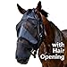 Standard Horse Size Fly Mask with Long Nose Black and Hair Opening - Good Vision Soft and Breathable, All Around Barn, Stable, Pasture, Trail Riding Fly and Sun Protection Fly Masks (Horse Size)