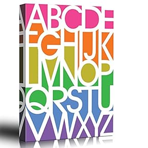 Alphabet Artwork - Rainbow Colorful Modern Art - Typographic Art - Canvas Art Home Art - 12x18 inches