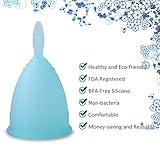 LEASEN Menstrual Cup-Health Care Soft Silicone Lady Cup-A Perfect Feminine Alternative to Sanitary Napkins(Blue,Small)