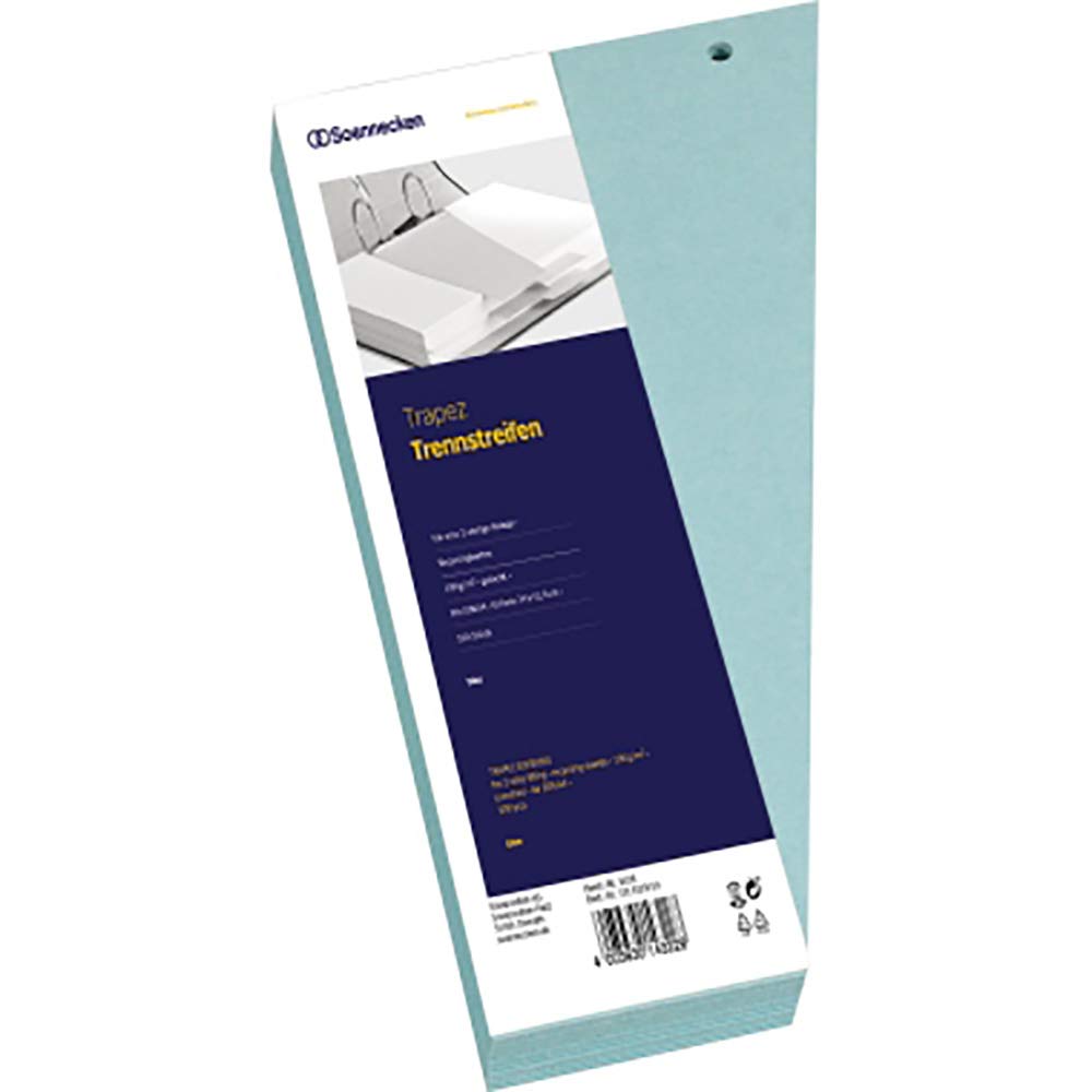 Soennecken Parting Strip Trapezoid Shape, 6.5 - 12.5 x 24 cm (H X W), Recycling Cardboard, 190 G/Qm, Blue, 100 pcs/Pack.