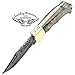 Walnut Wood 6.5'' Custom Handmade Damascus Steel Brass Bloster Back Lock Folding Pocket Knife 100% Prime Quality With Sharpening Rod Plus Real Buffalo Horn Stainless Steel Pocket Knive 