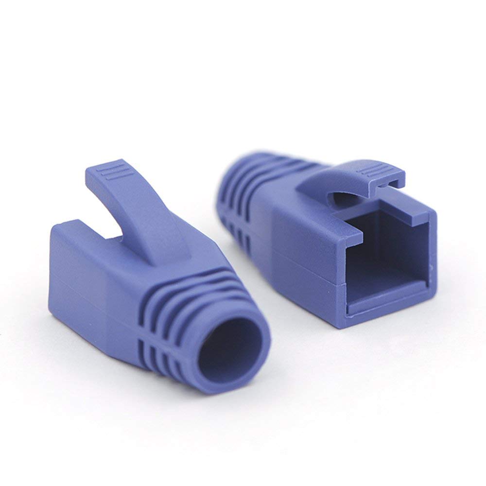 VCE RJ45 Strain Relief Boots for Cat6A/Cat7 Network Plugs, 20-Pack Ethernet Connector Protection Cover in Blue