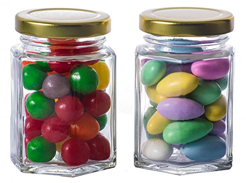 GoJars 4oz Premium Food-Grade Hexagon Glass Jars for Gifts, Wedding Favors, Honey, Jams, Baby Food, Spices and More (24, 4oz)
