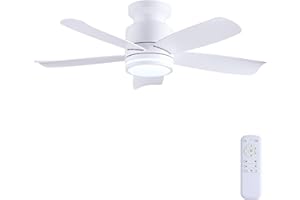 Wiviniya Ceiling Fans with Lights and Remote Control, 41 inch Low Profile Flush Mount Ceiling Fan, 3 CCT LED Dimmable Lights 