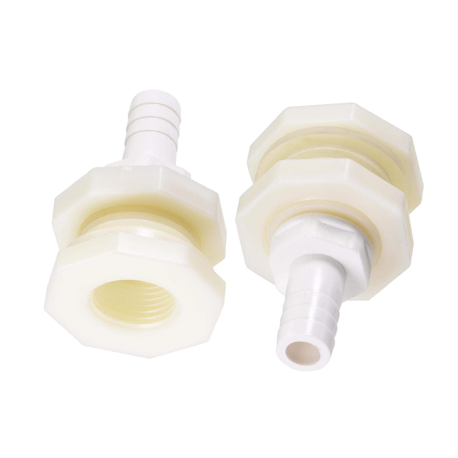 TOP-VIGOR 2Pcs Bulkhead Fitting Adapter, 12mm Water Tank Connector Barbed x G1/2 Female ABS for Aquariums, Tanks, Pools, Bathtubs, White
