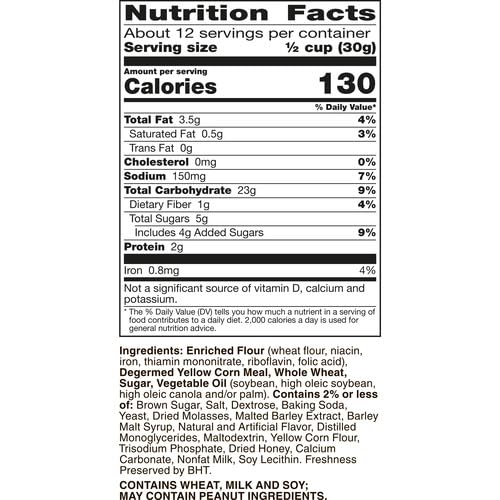 CHEX MIX HONEY NUT SNACK MIX, SWEET AND SALTY SNACK BAG, FAMILY SIZE, 13.5 OZ