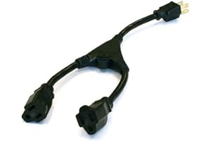 Monoprice 14inch 16AWG Power Cord Splitter Cable, 10A (NEMA 5-15P to 2x NEMA 5-15R)