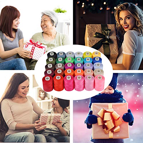 GEEDIAR Sewing Threads for Sewing Machine - 30 Colors Spools Polyester Sewing Thread Kit for Hand and Sewing Machines