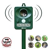 ZOVENCHI Solar Powered Ultrasonic Animal and Pests Repeller, Outdoor Weatherproof Repeller, Motion Activated with Flashing LED Light and Ultrasonic Sound (Harmless) to Repel Animal Away