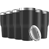Deitybless 30oz Stainless Steel Travel Mug with Lid, 6 Pack Double Wall Vacuum Insulated Bulk Tumbler, Powder Coated Coffee Cup Suitable for Vehicle Cup Holders(Black)