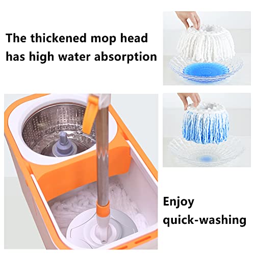 Floor Spin Mop and Bucket Set with Wringer System Extended Stainless