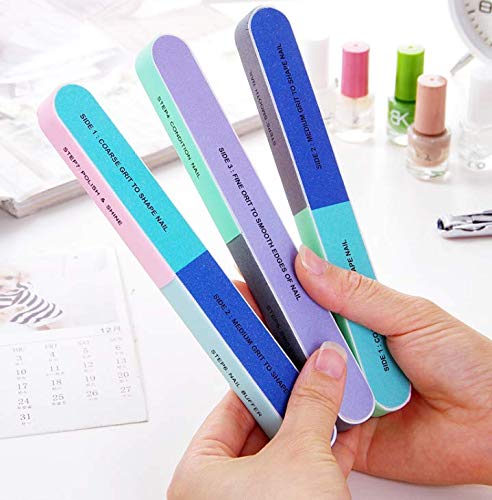 Nail File and Nail Buffer 7 Inches Long 4 Fingernail Files in 1 Professional Care Manicure Tools and Cosmetic Manicure 7 Professional Steps 6 Pack