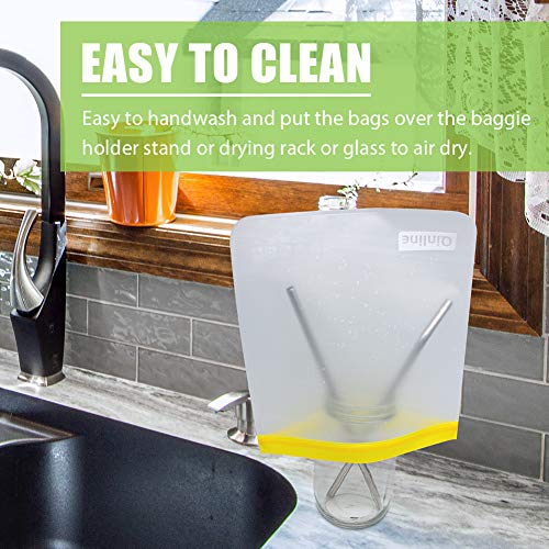 image for Qinline Reusable Gallon Freezer Bags - 4 Packs 1 Gallon Ziplock Bags, 