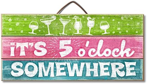 Highland Home Its 5 O Clock Somewhere Slatted Pallet Wood Sign Made In The Usa