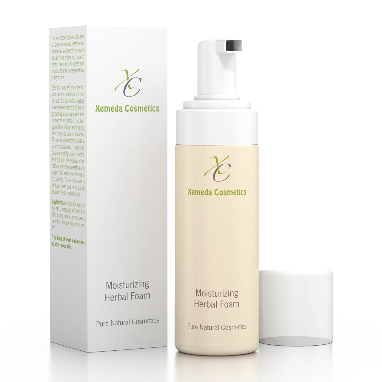 Moisturising herbal foam - nourishing and gentle face cleansing with essential ingredients from nature, preventive against acne, blemishes, blackheads and pimples