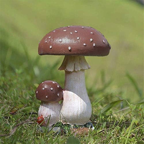 Danmu Art 1pc Polyresin Mushroom for Garden Décor Lawn Ornament Décor 4.92" H x 3.74" W (Style 1)