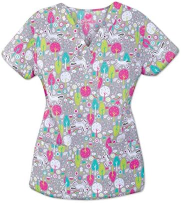 Ladies 3 Pocket V-Neck Top, Happy Daze, 9904-1348 HAPPY DAZE L