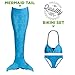 Tendol 3 Pc Swimming Mermaid Tail, Monofin Compatible, For Children, (Mono-fin not included) (Blue, Small)