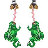 Creative Acrylic Frog Dangle Earrings for Women Lightweight Cute Summer Green Animal Eatting Insect Statement Drop Dangling Earrings Exaggerated Fun Halloween Theme Party Jewelry (Moth)