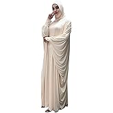 FPOVFPO Womens Solid One-Piece Prayer Dress Muslim Abaya Islamic Maxi Breathable Ramadan Dress Kaftan Hijab
