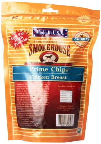 Smokehouse 100-Percent Natural Prime Chips Chicken Dog Treats, 8-Ounce