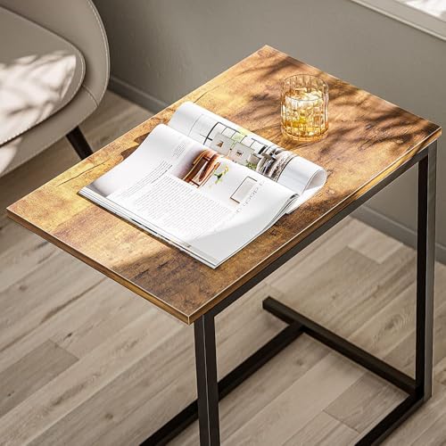C-Shaped Home Side Tables for Small Spaces，Laptop table Sofa Side Table Small Coffee Table Anti-Rust Waterproof, End Tables for Living Room Bedroom Balcony Office (BLACK)